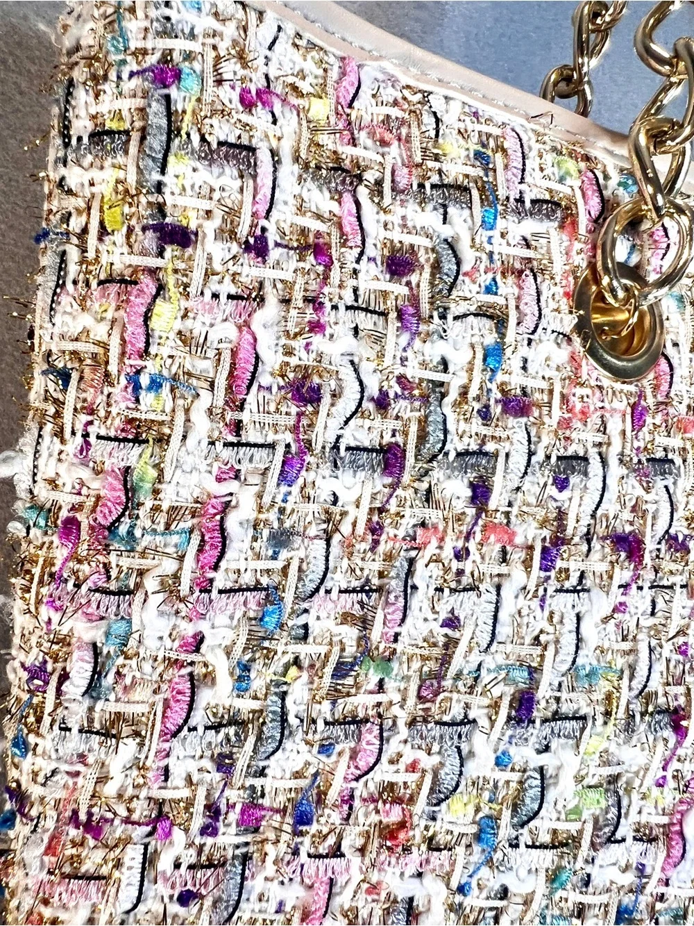 Montana West Pink Cream Tweed Large Purse Gold Chain New No Tag 90s Y2K Cher
